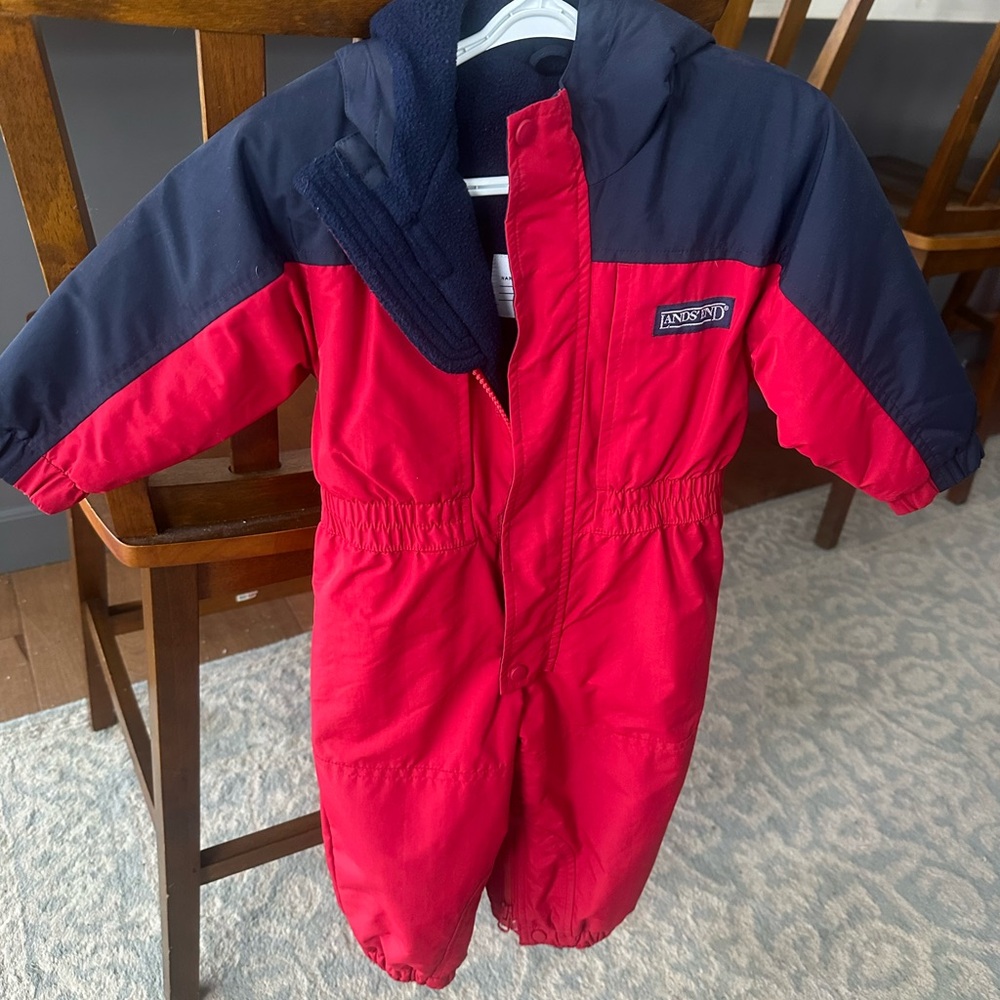 Lands' End Navy and Red Outerwear